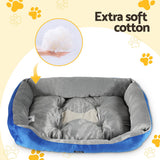 i.Pet Pet Bed Dog Cat Calming Soft Mat Sleeping Comfy Plush Cave Washable Blue