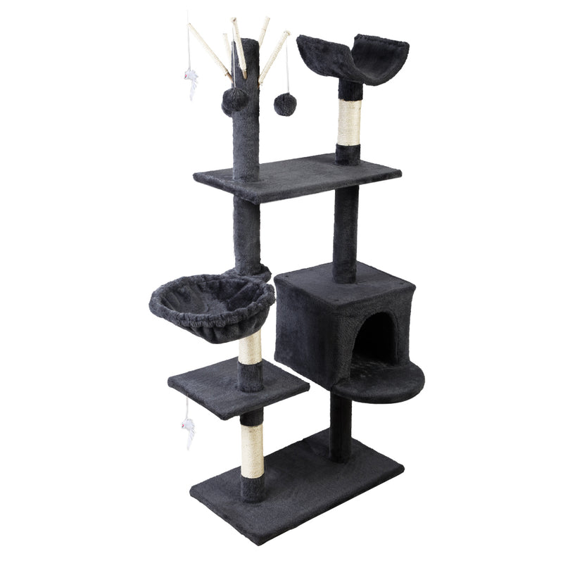 i.Pet Cat Tree 140cm Tower Scratching Post Scratcher Trees Toys Condo Bed Grey