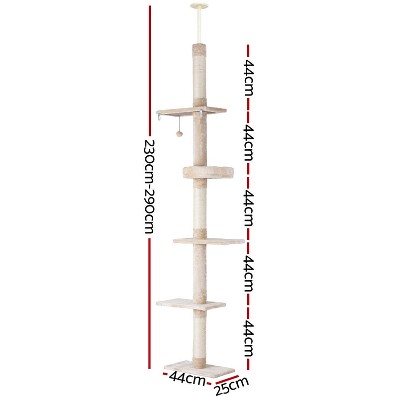 i.Pet Cat Tree 290cm Tower Scratching Cats Post Scratcher Floor to Ceiling Bed