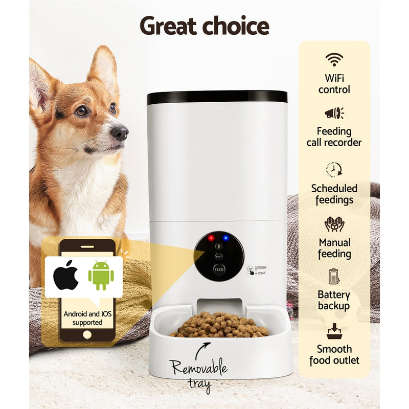 i.Pet Automatic Pet Feeder 6L Wifi Auto Dog Cat Smart Food Dispenser Timer