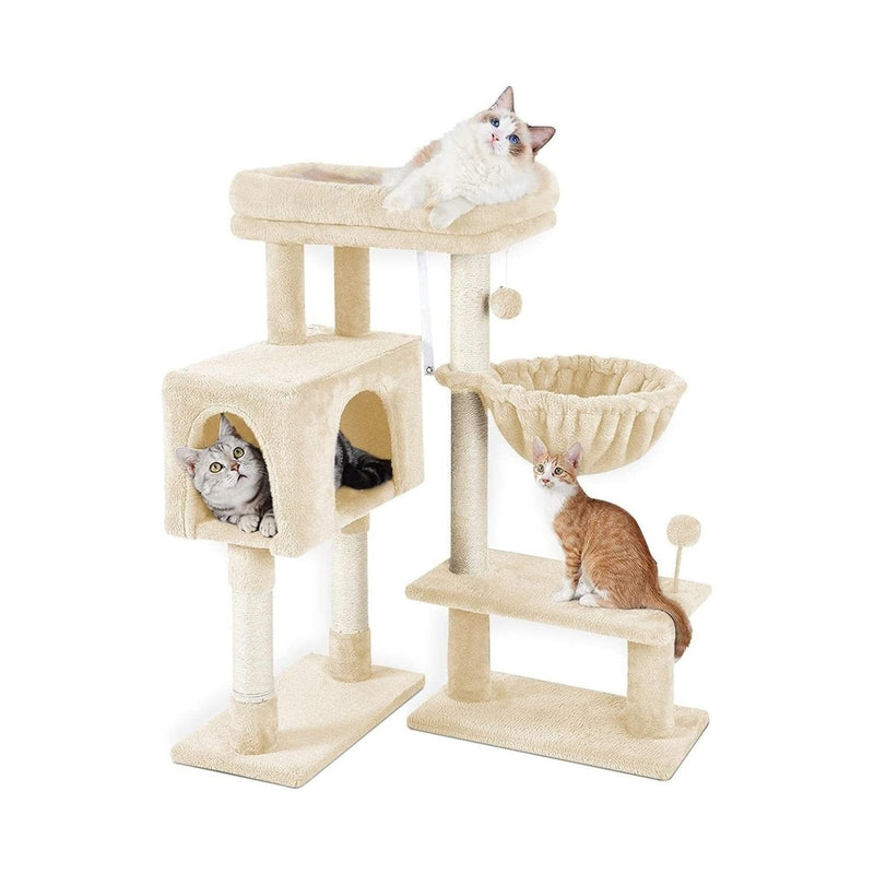 Floofi 97cm Adjustable Base Plush Cat Tree Beige