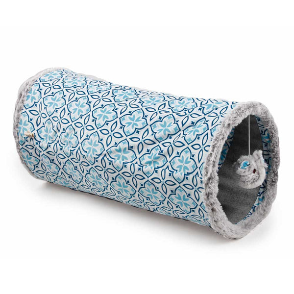 Cat Tunnel Crinkle Toys - Grey Hide + Play Teaser For Indoor + Outdoor Vintage