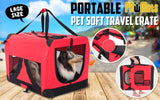 Portable Soft Dog Cage Crate Carrier L RED