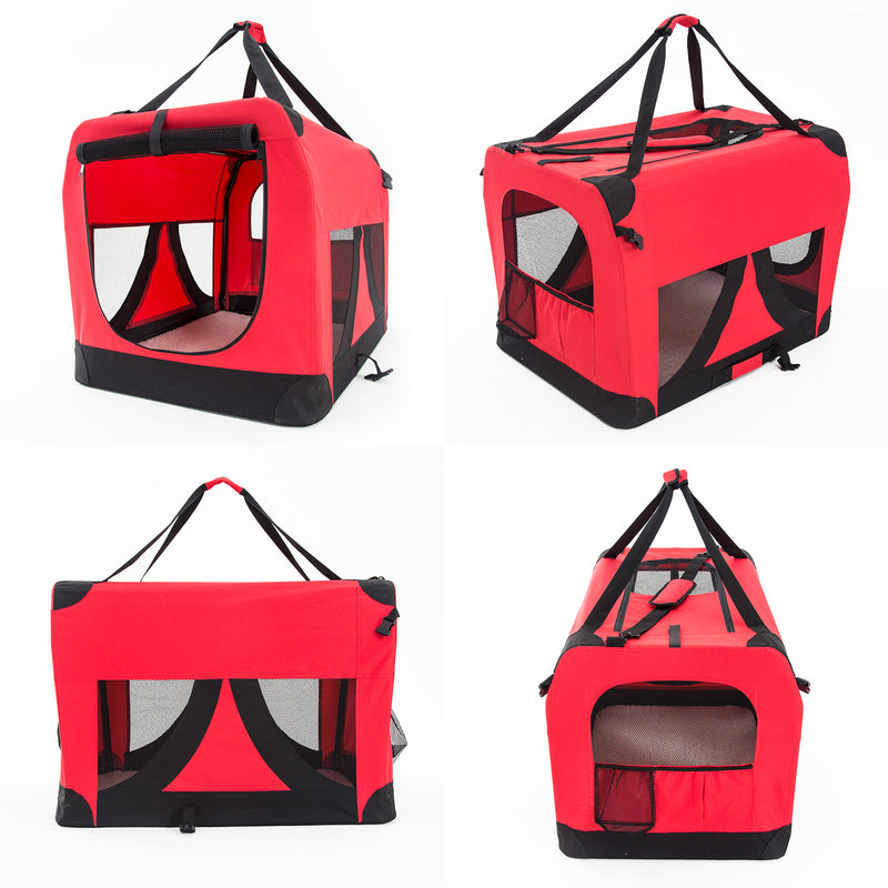 Portable Soft Dog Cage Crate Carrier L RED