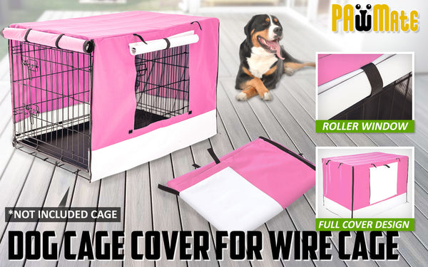 Cage Cover Enclosure for Wire Dog Cage Crate 24in PINK