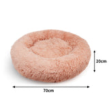 Pet Dog Bedding Warm Plush Round Comfortable Nest Comfy Sleep kennel Pink M 70cm