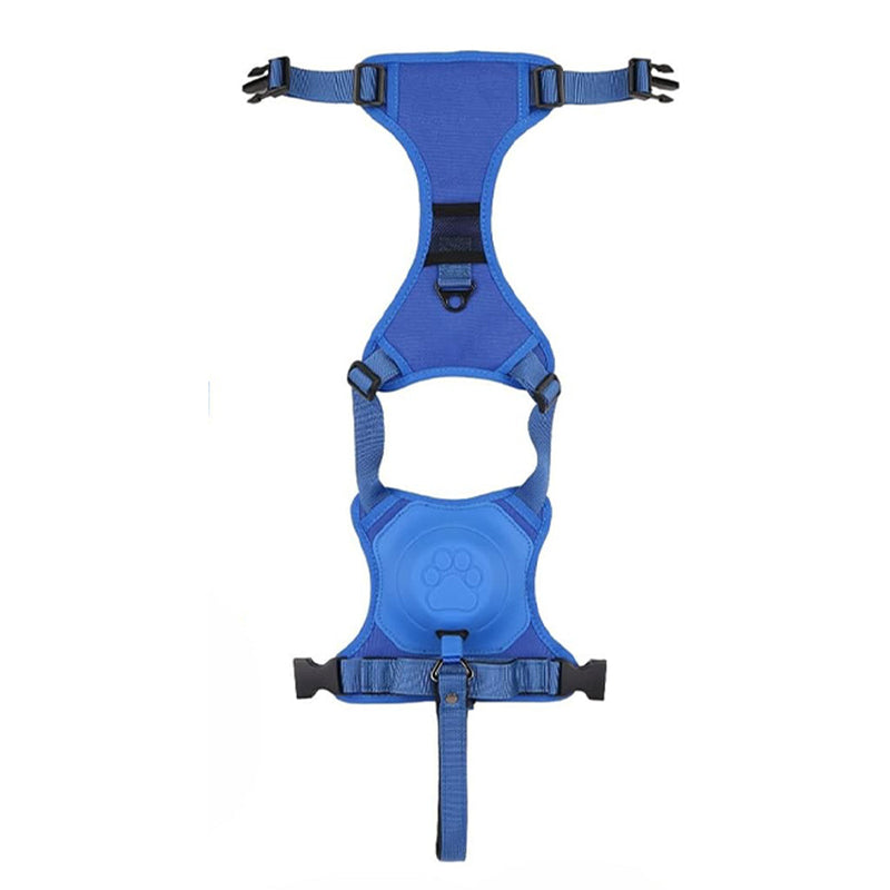Vibe Geeks Ultimate 2-in-1 Reflective No-pull Dog Harness with Retractable Leash and Control Handle - Blue - M