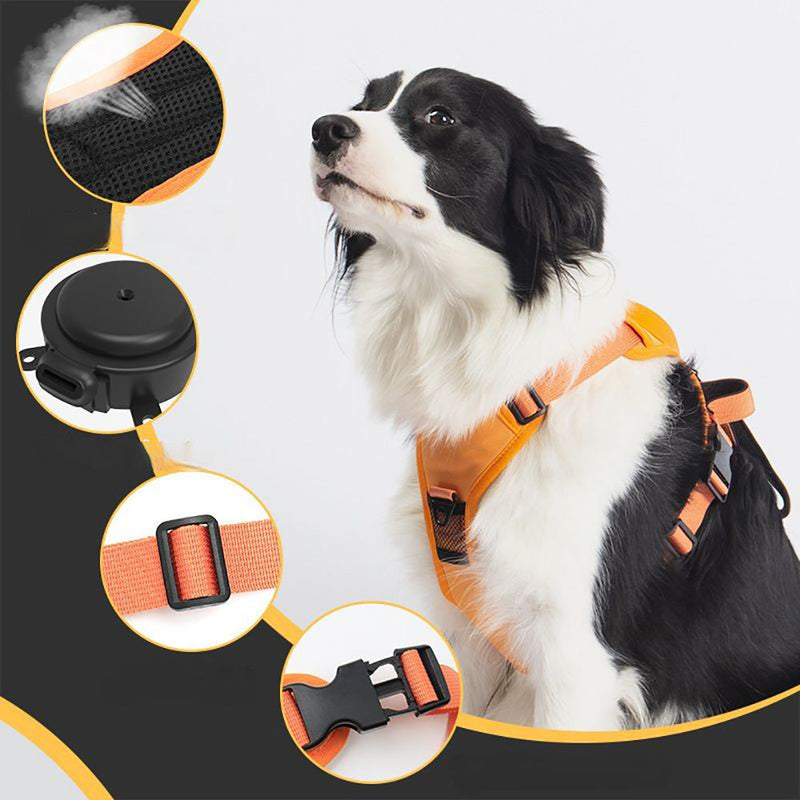 Vibe Geeks Ultimate 2-in-1 Reflective No-pull Dog Harness with Retractable Leash and Control Handle - Orange - M