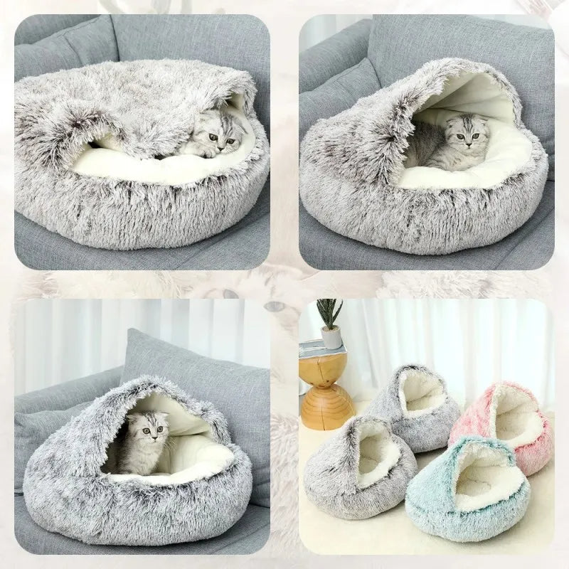 Light Brown Large PawfectFriend Cozy Burrowing Cave Pet Bed for Dogs Cats Kitten Plush Warm Soft Sleeping Nest