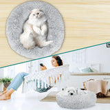 Medium-50cm Dark Gray PawfectFriend Dog Pet Cat Calming Bed Plush Beds Large Fluffy Donut Comfy Cushion Puppy Mat