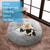 Medium-50cm Dark Gray PawfectFriend Dog Pet Cat Calming Bed Plush Beds Large Fluffy Donut Comfy Cushion Puppy Mat