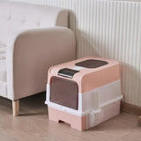 Pink Large Enclosed Cat Litter Box with Drawer and Scoop-Odor Control, Removable Tray, Easy Clean Design