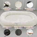 Fluffy Donut-Shaped Pet Bed- Soft, Cozy, and Anti-Anxiety for Dogs and Cats, Machine Washable  Gradient Gray  Size:S 60*15*18cm