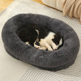 Fluffy Donut-Shaped Pet Bed- Soft, Cozy, and Anti-Anxiety for Dogs and Cats, Machine Washable Dark Gray Size:S 60*15*18cm