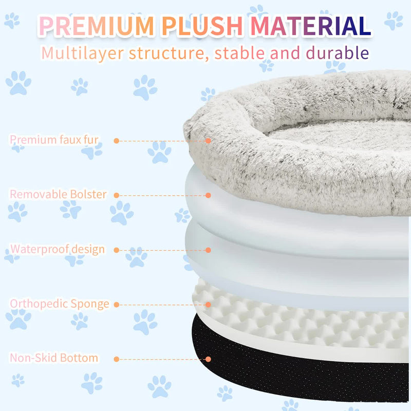 Fluffy Donut-Shaped Pet Bed- Soft, Cozy, and Anti-Anxiety for Dogs and Cats, Machine Washable  blush pink Size:S 60*15*18cm