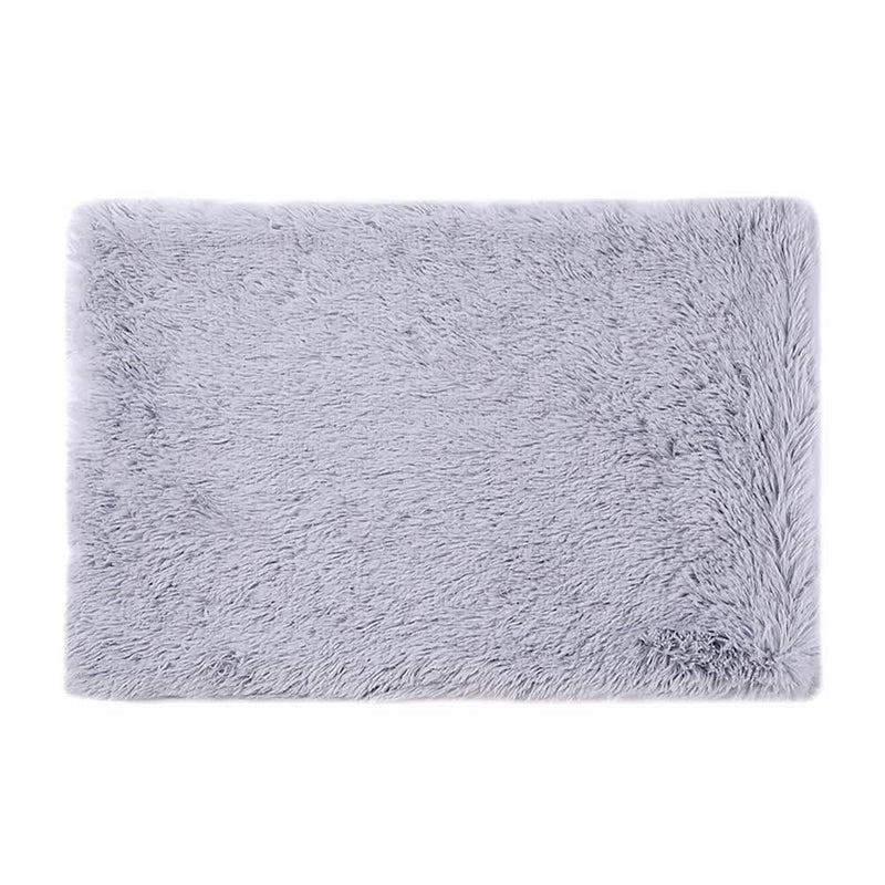 Fluffy Pet Blankets-Soft Faux Fur, Anti-Anxiety Cozy Throws for Cats and Dogs, M 80*55cm Light Grey