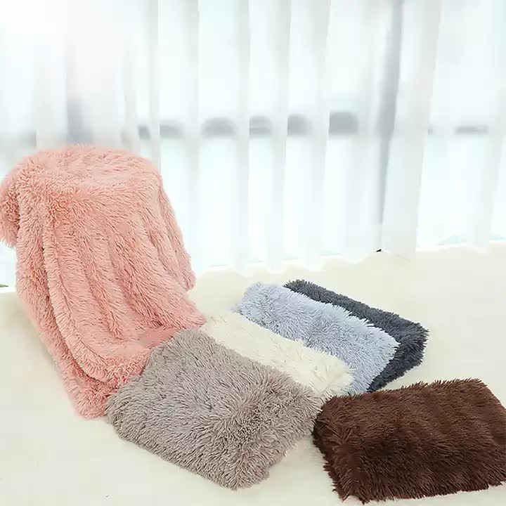 Fluffy Pet Blankets-Soft Faux Fur, Anti-Anxiety Cozy Throws for Cats and Dogs, M 80*55cm apricot colour