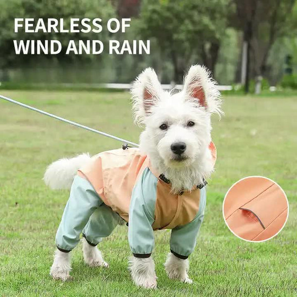 Waterproof Dog Raincoat with Hidden Leash Hole - Windproof and Comfortable for Outdoor Walks, Size:S (Back Length 20cm/7.87in, Bra 31cm/12.20in) Orange