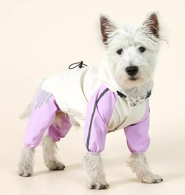 Waterproof Dog Raincoat with Hidden Leash Hole - Windproof and Comfortable for Outdoor Walks, Size:S (Back Length 20cm/7.87in, Bra 31cm/12.20in) Purple