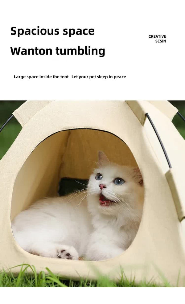 Outdoor Cat House,Pet Tent -Windproof and Dustproof Shelter for Small Pets, Pink, Size: S  35*35*30cm