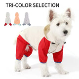 Waterproof Dog Raincoat with Hidden Leash Hole - Windproof and Comfortable for Outdoor Walks, Size:M (Back Length 25cm/9.84in, Bra 38cm/14.96in) White