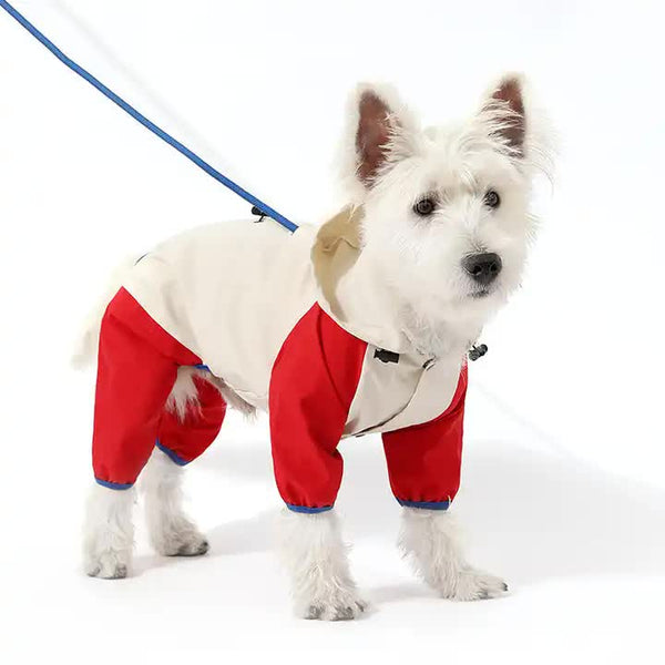 Waterproof Dog Raincoat with Hidden Leash Hole - Windproof and Comfortable for Outdoor Walks, Size:XXL (Back Length 39cm/15.35in, Bra 55cm/21.65in) White