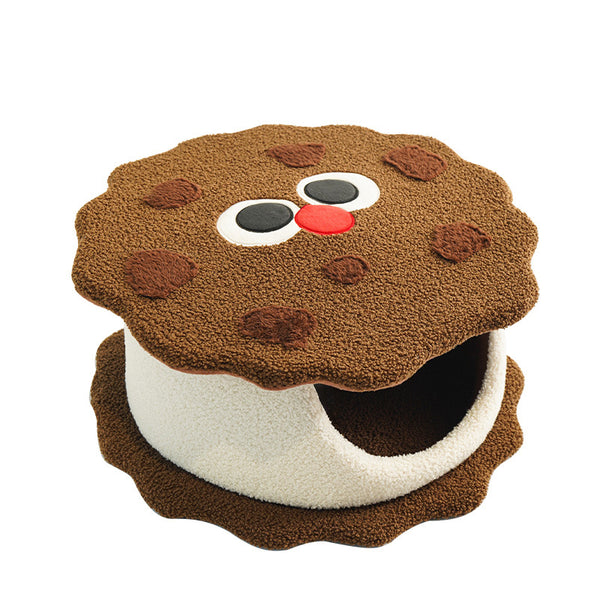 Adorable Cookie-Shaped Cat Bed - Cozy and Playful Pet Hideout (50x20 cm)