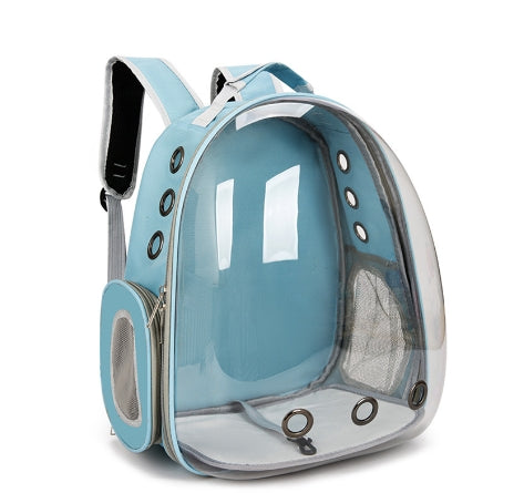 Light Blue Pet Carrier Backpack with Transparent Window 33*18*42cm