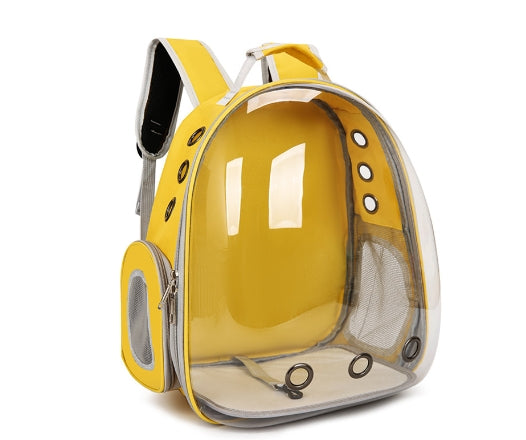 Yellow Pet Carrier Backpack with Transparent Window 33*18*42cm