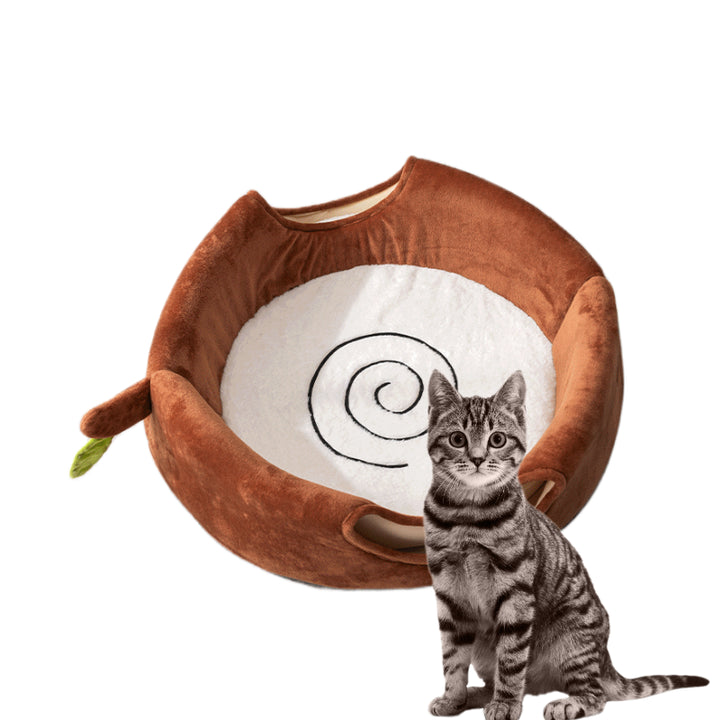 M Convertible Tree Stump Cat Bed - Foldable, Dual-Use, Four-Season Pet Nest with Double Doors