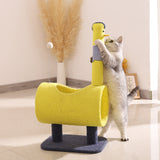 Yellow Chicken-Theme Cat Tree with Tunnel - Multi-Functional Cat Scratching Post and Playhouse