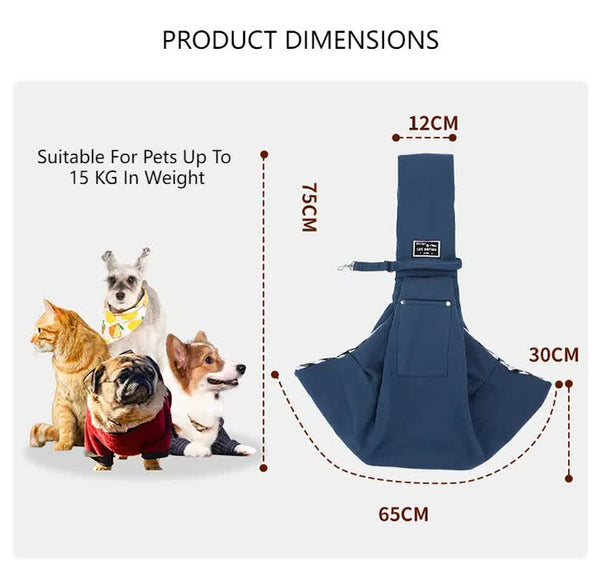 Grey Adjustable Pet Sling Carrier Bag - Comfortable and Hands-Free Design