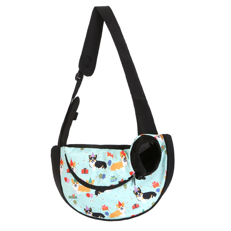 Size S Blue Dog Pattern Lightweight Single Shoulder Pet Sling Bag -  Stylish Durable Oxford Fabric Carrier