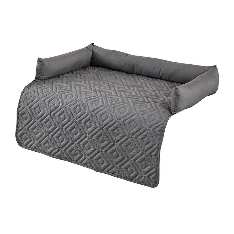 90*120CM Brown Waterproof & Scratch-Resistant Pet Sofa Protector Mat with Pillow | Cat & Dog Bed, Washable, All-Season