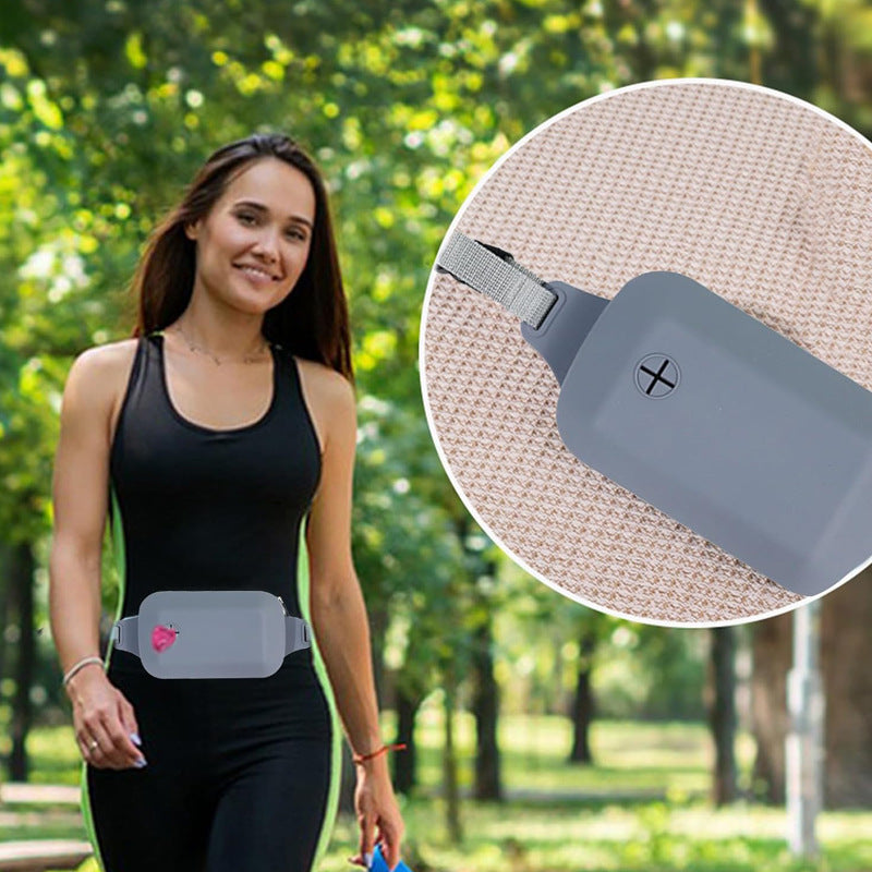 Beige Silicone Pet Treat Pouch for Dog Training - Portable Waist Bag with Waste Bag Holder