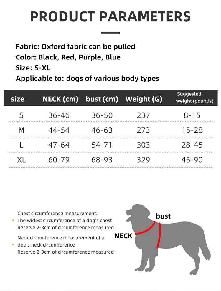 Size S Blue Reflective No-Pull Dog Harness - Adjustable & Durable for Large Breeds, Anti-Escape Design