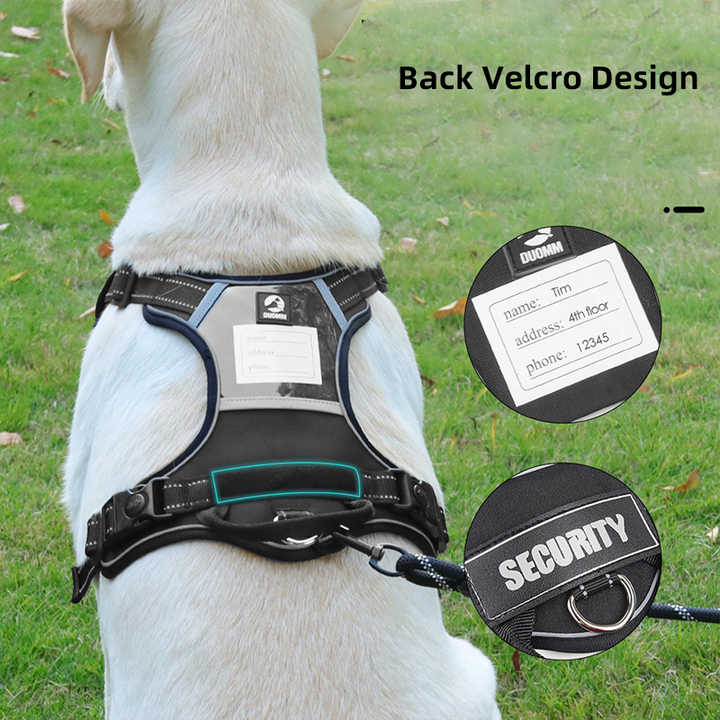 Size XL Black Reflective No-Pull Dog Harness - Adjustable & Durable for Large Breeds, Anti-Escape Design