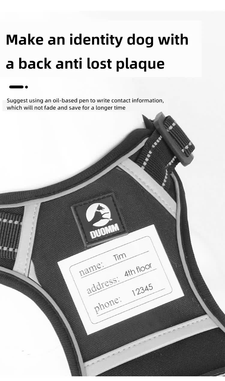 Size XL Black Reflective No-Pull Dog Harness - Adjustable & Durable for Large Breeds, Anti-Escape Design