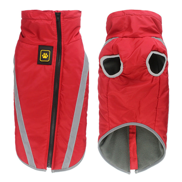 Size 4XL Red Reflective Winter Dog Jacket - Warm & Waterproof Outdoor Coat for Large Breeds