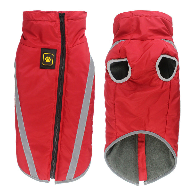 Size 4XL Red Reflective Winter Dog Jacket - Warm & Waterproof Outdoor Coat for Large Breeds