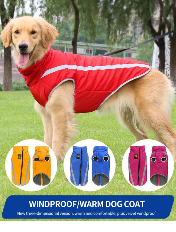 Size 4XL Red Reflective Winter Dog Jacket - Warm & Waterproof Outdoor Coat for Large Breeds