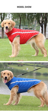 Size 4XL Red Reflective Winter Dog Jacket - Warm & Waterproof Outdoor Coat for Large Breeds