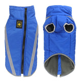 Size 4XL Blue Reflective Winter Dog Jacket - Warm & Waterproof Outdoor Coat for Large Breeds