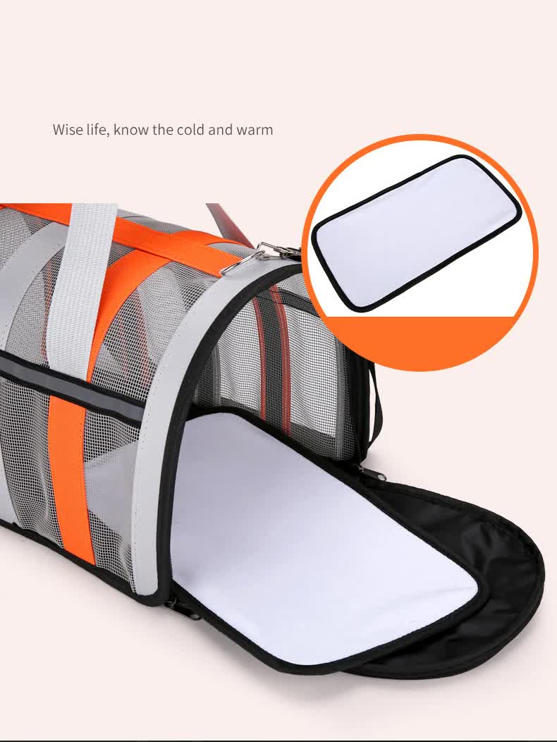 Size S Light Green And White Foldable Pet Carrier Bag - Lightweight, Breathable, and Spacious for All Seasons