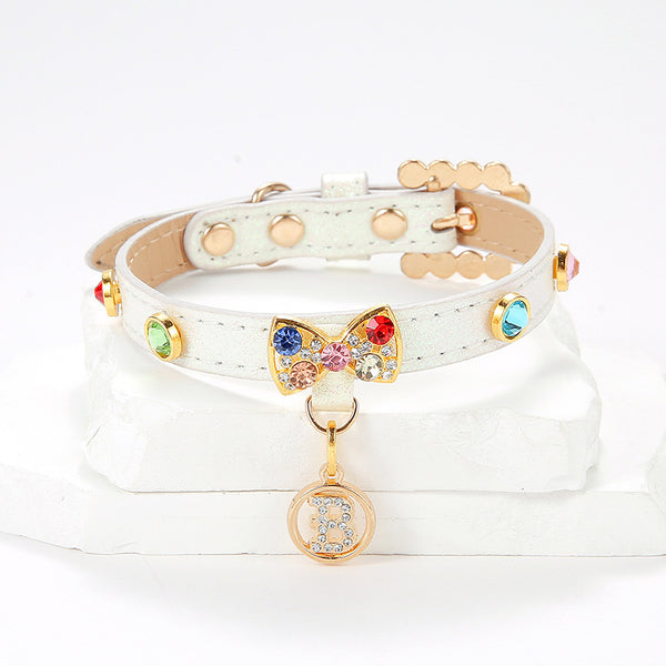2-PCS Sparkling Rhinestone Bow Cat Collar - Adorable & Safe Pet Collar L