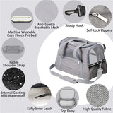 Portable Pet Bag for Small Dogs and Cats - Light blue Travel Tote with Pet Mat (44x25x28cm)