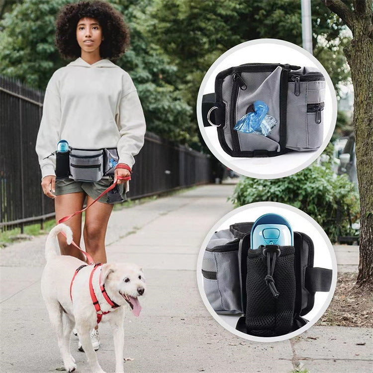 Multi-Function Dog Training Belt Bag with Water Bottle Holder - Grey