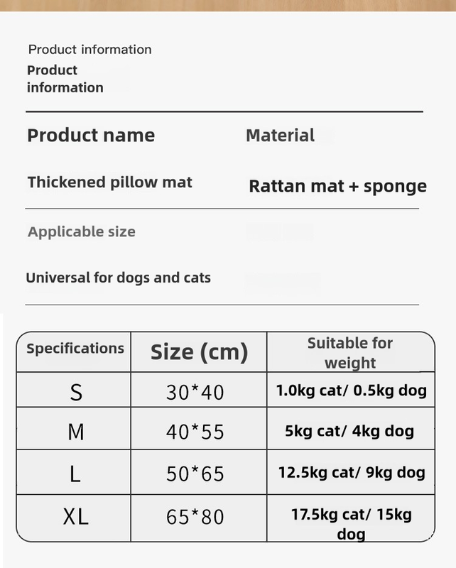 Size S Style 1 Pink And Brown Pet Cooling Mat for Dogs and Cats - Summer Breathable Woven Rattan Bed with Sponge Cushion, Durable and Chew-Resistant