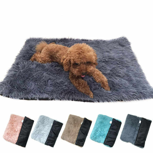 Blue Plush Pet Mat for Dogs and Cats - 70x100cm, Anti-Slip, Warm and Cozy for Autumn and Winter