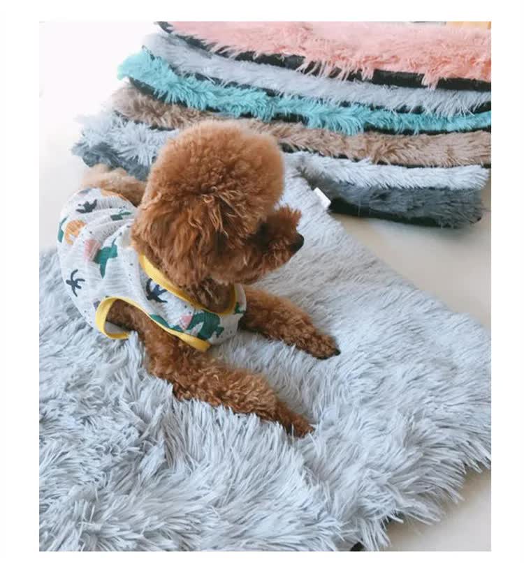 Blue Plush Pet Mat for Dogs and Cats - 70x100cm, Anti-Slip, Warm and Cozy for Autumn and Winter